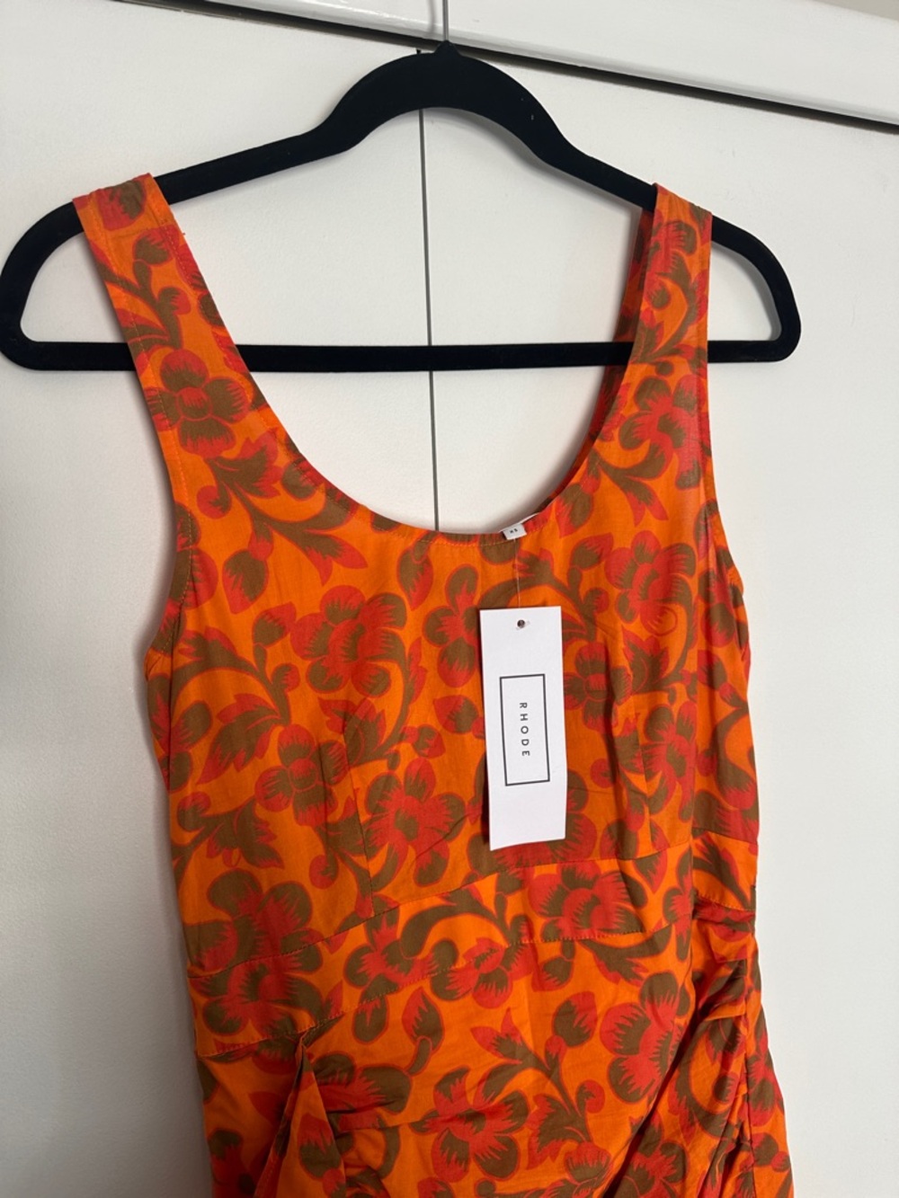 Rhode Orange Floral Ruched Mini Dress - Picture 2 of 5